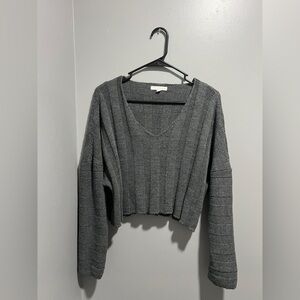 Don’t Ask Why Gray Crop Top Sweater